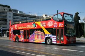 tour bus in city, greece, athens