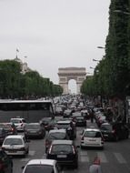 traffic jam to the Arc de Triomphe in Paris