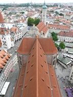 the red roof of the parisian church in Munich