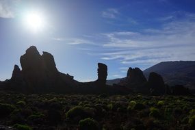 rocky towers rock sun sky view