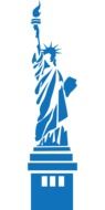 blue silhouette of statue of liberty