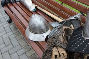 armor lie on a bench