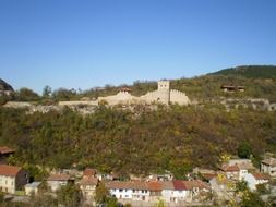 panoramic view of Tarnovo on the rocky slopes in Bulgaria