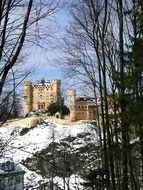 hohenschwangau rock castle in winter