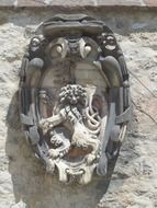 coat of arms with a lion on the wall