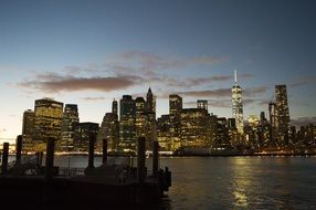 manhattan downtown in the evening