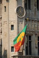 Brussels flag on hotel building in Belgium