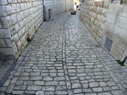 paving stones on a narrow street in Israel