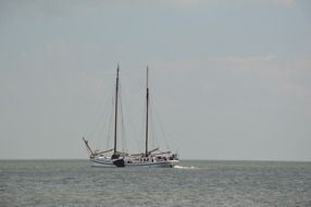 landscape of the sailing boat on a sea