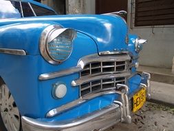 blue classic shining car