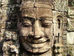 statue by the temple in Cambodia