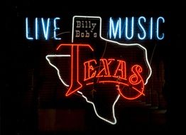 neon sign of billy bobs bar with live music