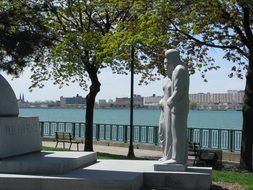 white monument on the waterfront