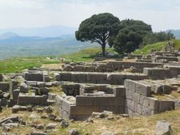 landscape of the historical pergamon in turkey