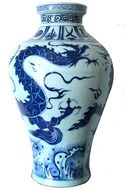 antique chinese vase with blue dragon