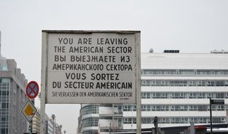 famous sign at the former Berlin border