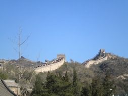 panoramic photo of tourists on the Great Wall of China