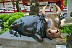 bronze bull statue in Dazaifu, Japan