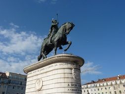 equestrian statue of King John I in the PraÃ§a da Figueira in Lisbon, Portugal