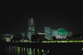 night view of the port in yokohama
