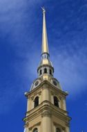 steeple on a church against a blue sky