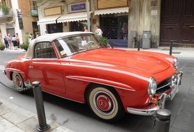 mercedes vintage red car old