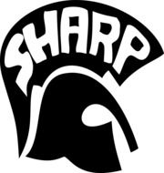 Black and white trojan sharp helmet as a graphic image