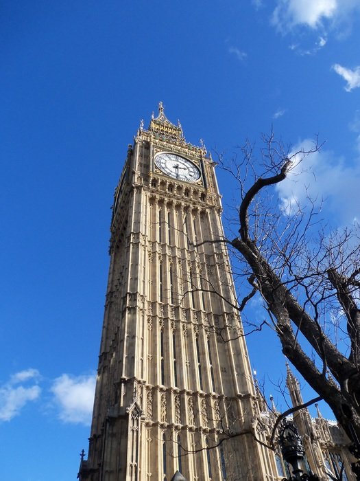 big ben on blue sky background
