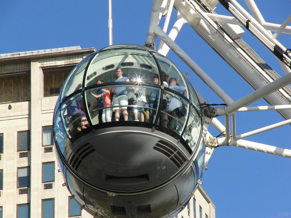 glass cabin on a ferris wheel in london