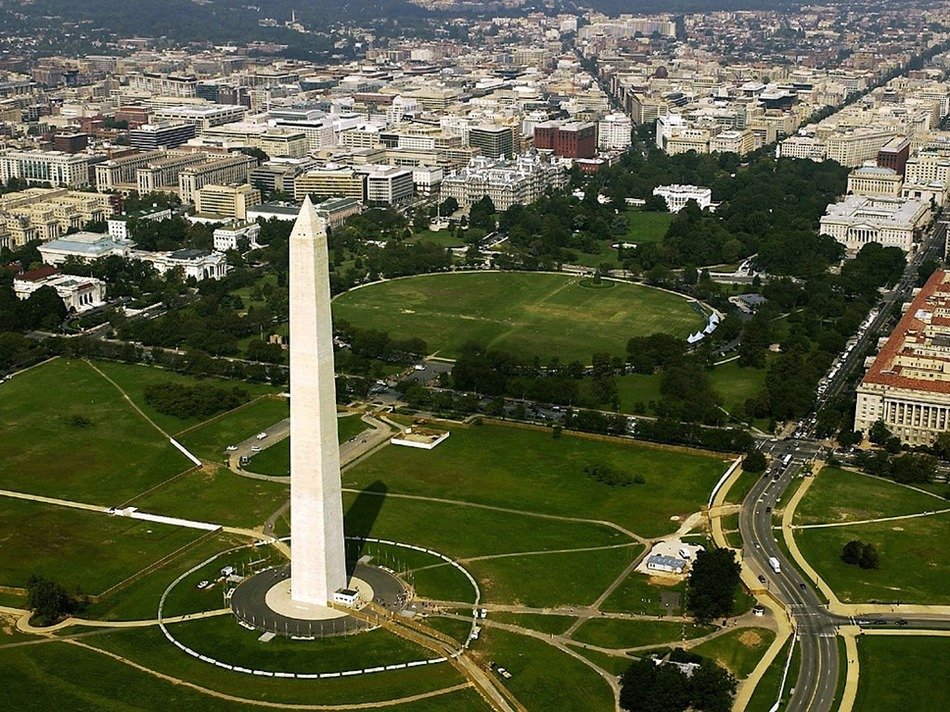 aerial view of the Washington Monument