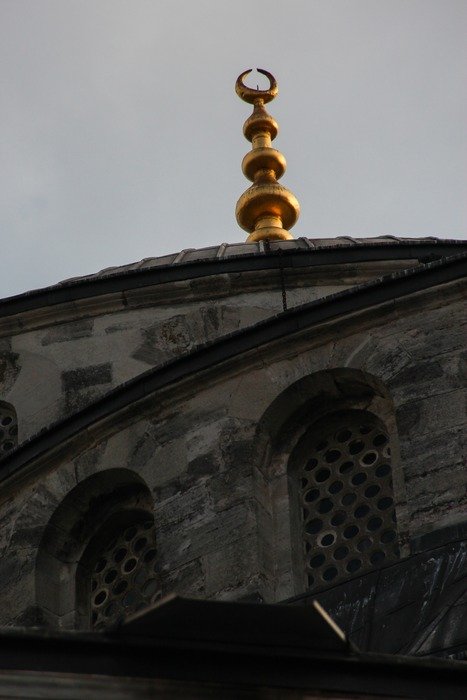 Golden spire at the Blue Mosque in Istanbul