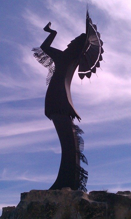 sculpture at dusk