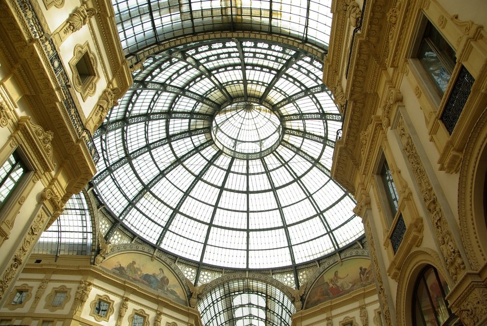 inside view on the dome of the gallery, Italy, Milan