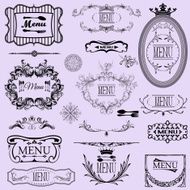 Collection of vector menu calligraphic frames and elements