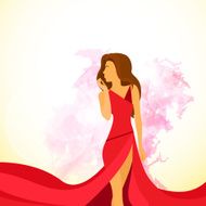 Woman Fashion Red Dress With Flat Design N2