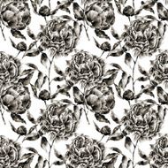 Seamless pattern with flowers Watercolor illustration N49