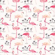 Flamingo Bird Background - Retro seamless pattern N8