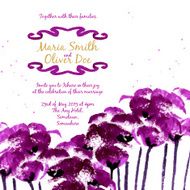 Vector background with purple watercolor poppies N3