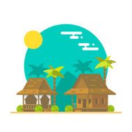 Flat design of beach bungalows