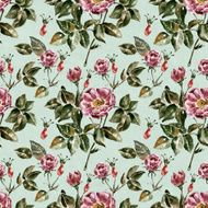 Seamless pattern with flowers Watercolor illustration N50