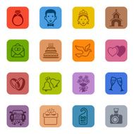 Colorful Wedding Icon Set