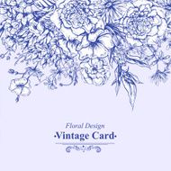 Monochrome Retro Summer Floral Greeting Card Vintage Bouquet N9