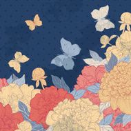Card with flowers herbs and butterflies N2
