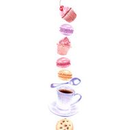 Hand drawn dessert and coffee design template N2