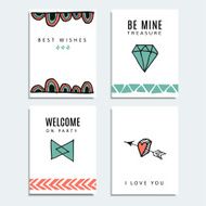 Set of wedding and birthday cards hipster design vector background N2