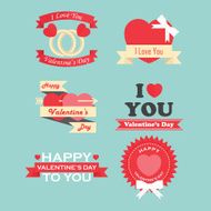 Valentine&#039;s day labels icons elements and badges collection