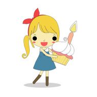 girl and cake isolate