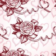 Romantic pattern with roses and hearts N2