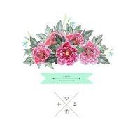 Beautiful peony bouquet design Hand drawn vector illustration N2