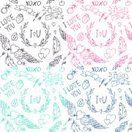 Love - vector seamless pattern set of 4